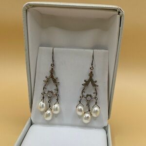 Sterling silver Elegant Pearl Drop Earrings